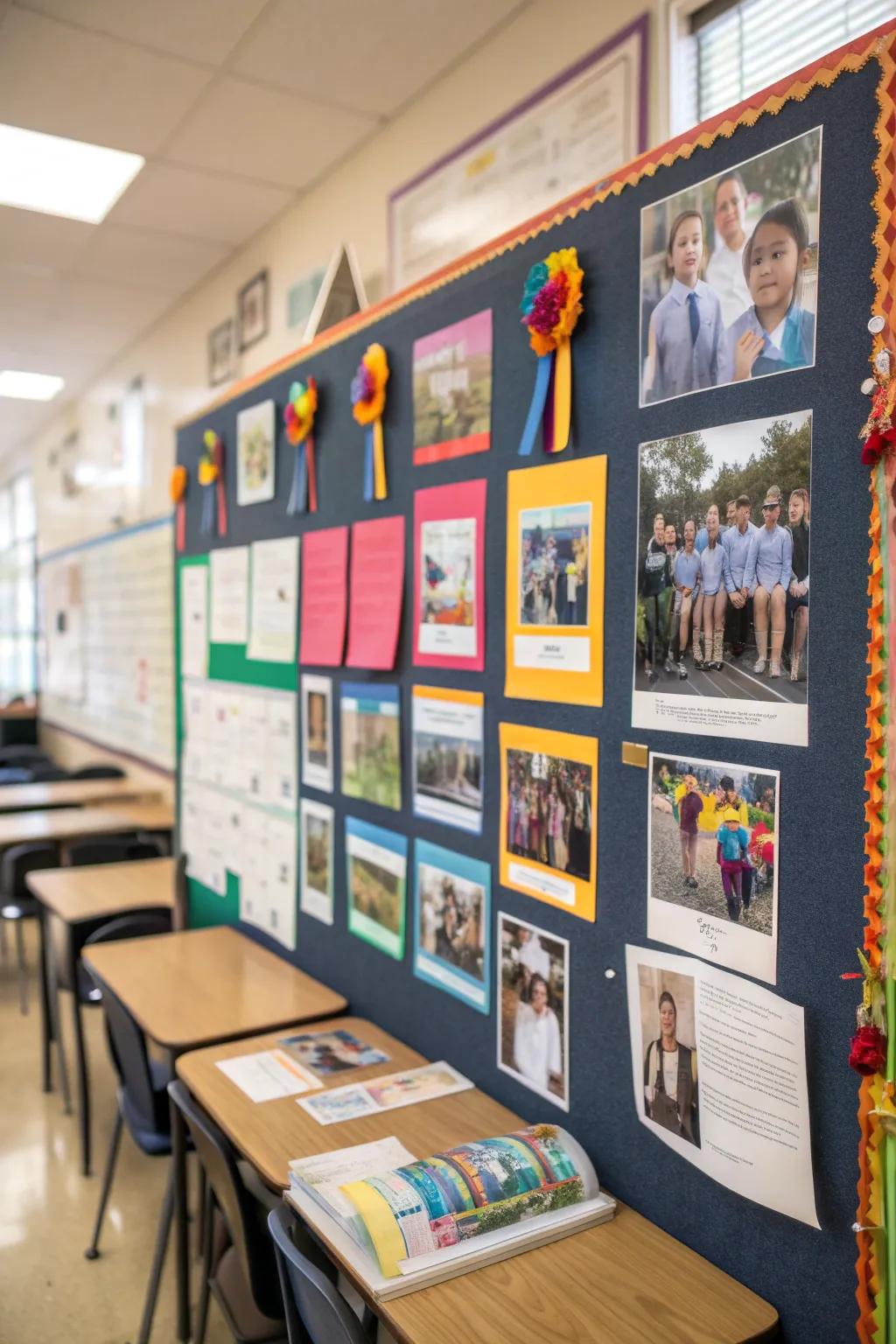 An achievements board celebrating student successes.