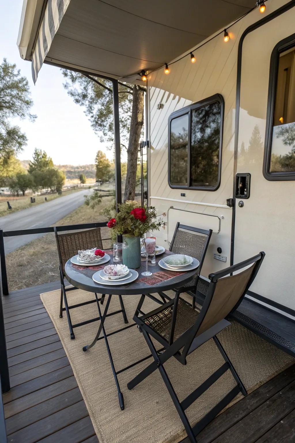 An outdoor dining configuration for savoring dinners immersed in nature.