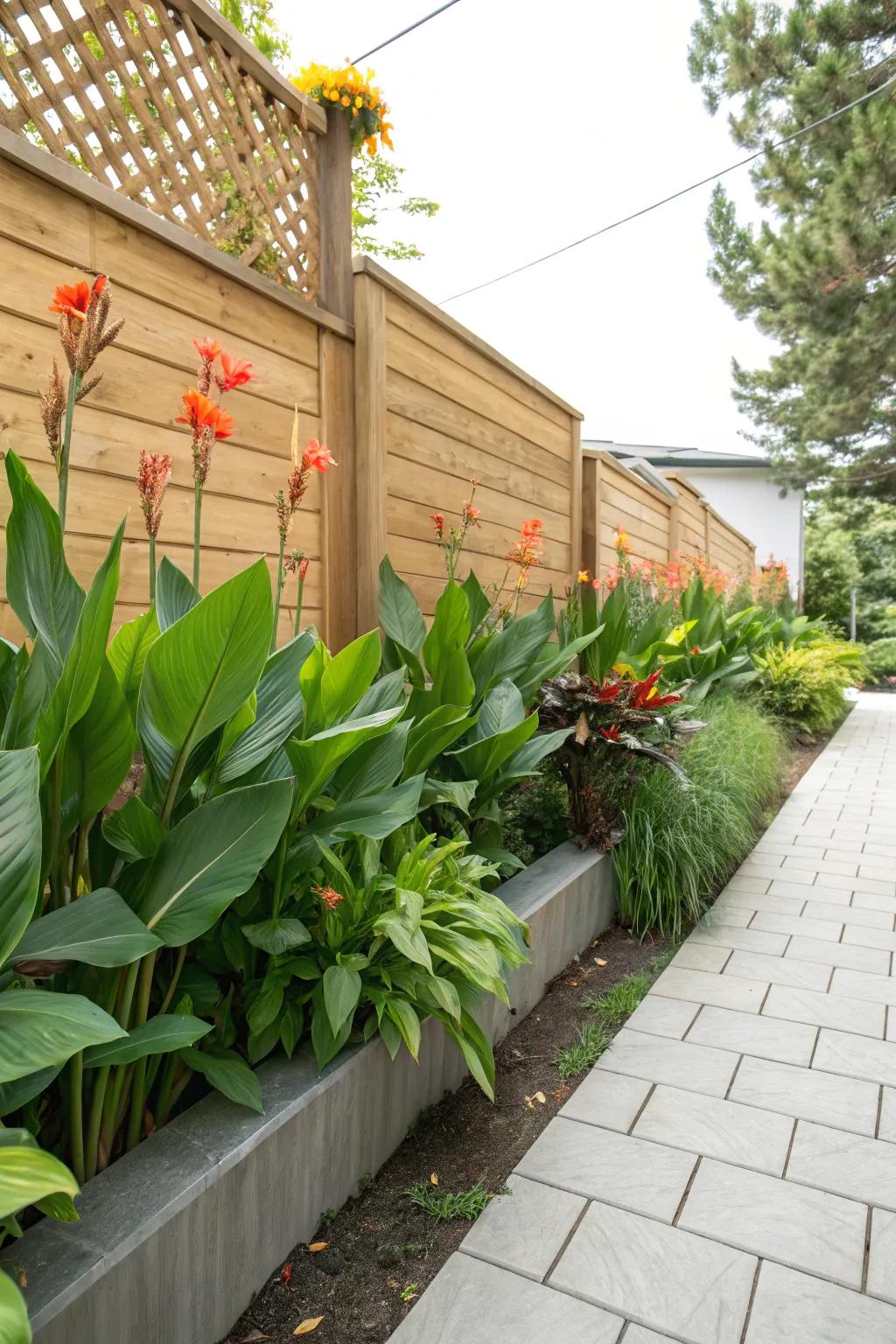 Elevated ginger blossoms providing natural privacy on a patio.