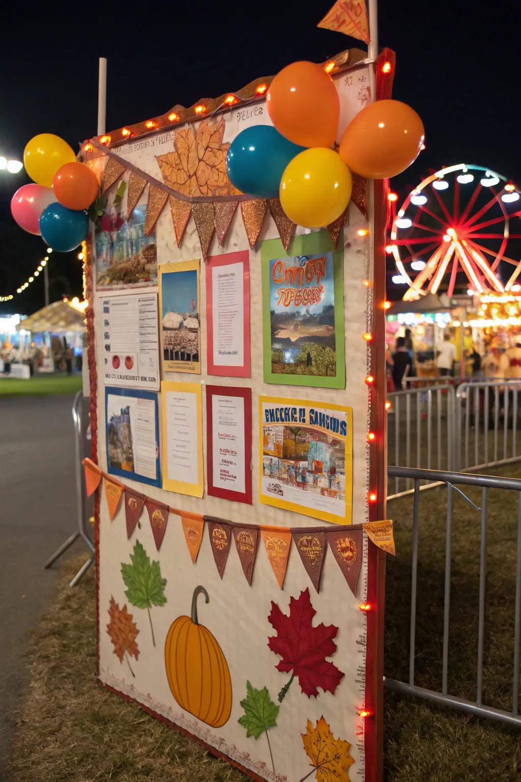 Seasonal motifs blend seamlessly with the fair theme for a dynamic display.