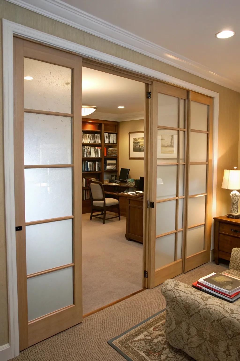 Preserve privacy with frosted glass inserts.