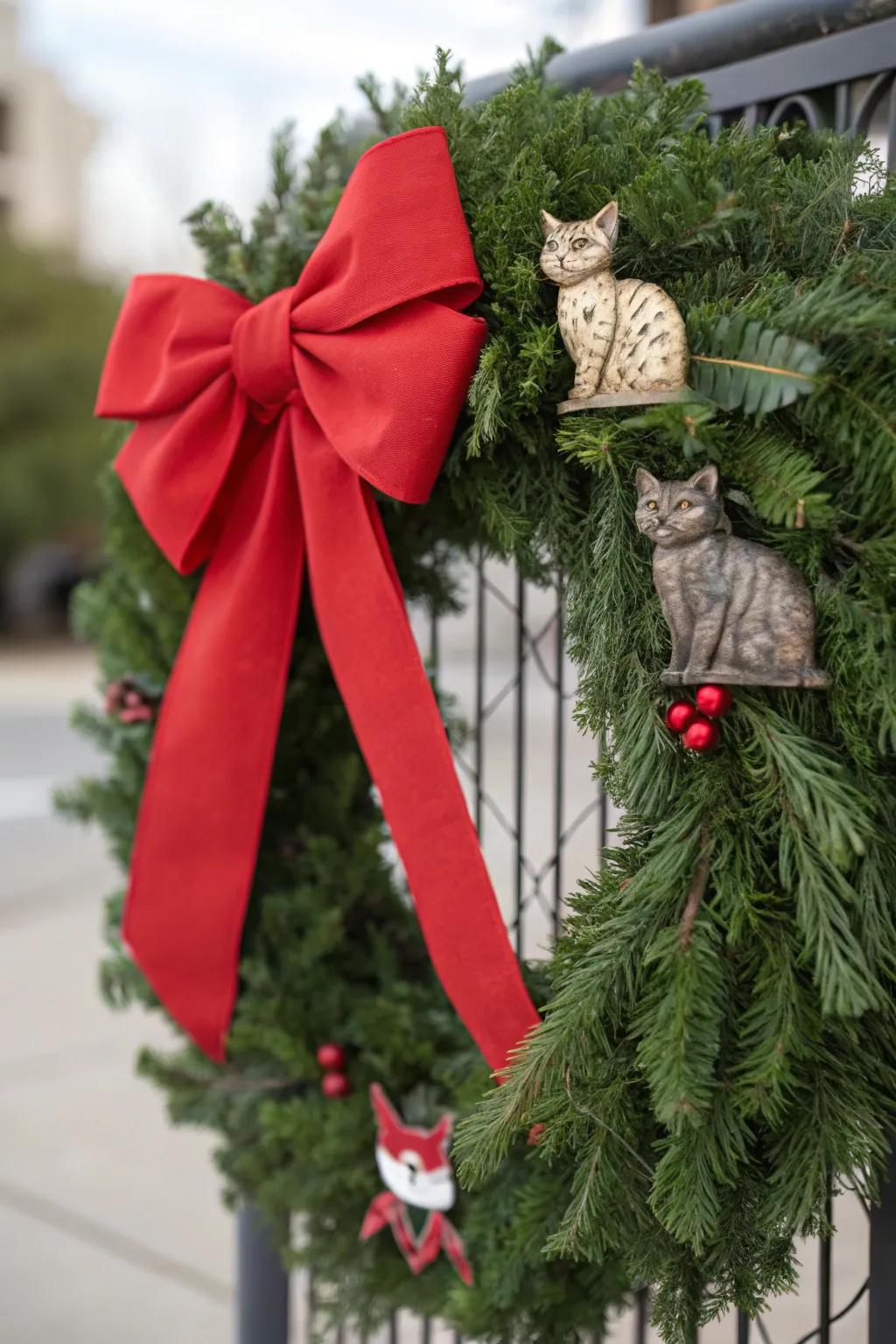 A festive ribbon feline decorative loop to commemorate the epoch.