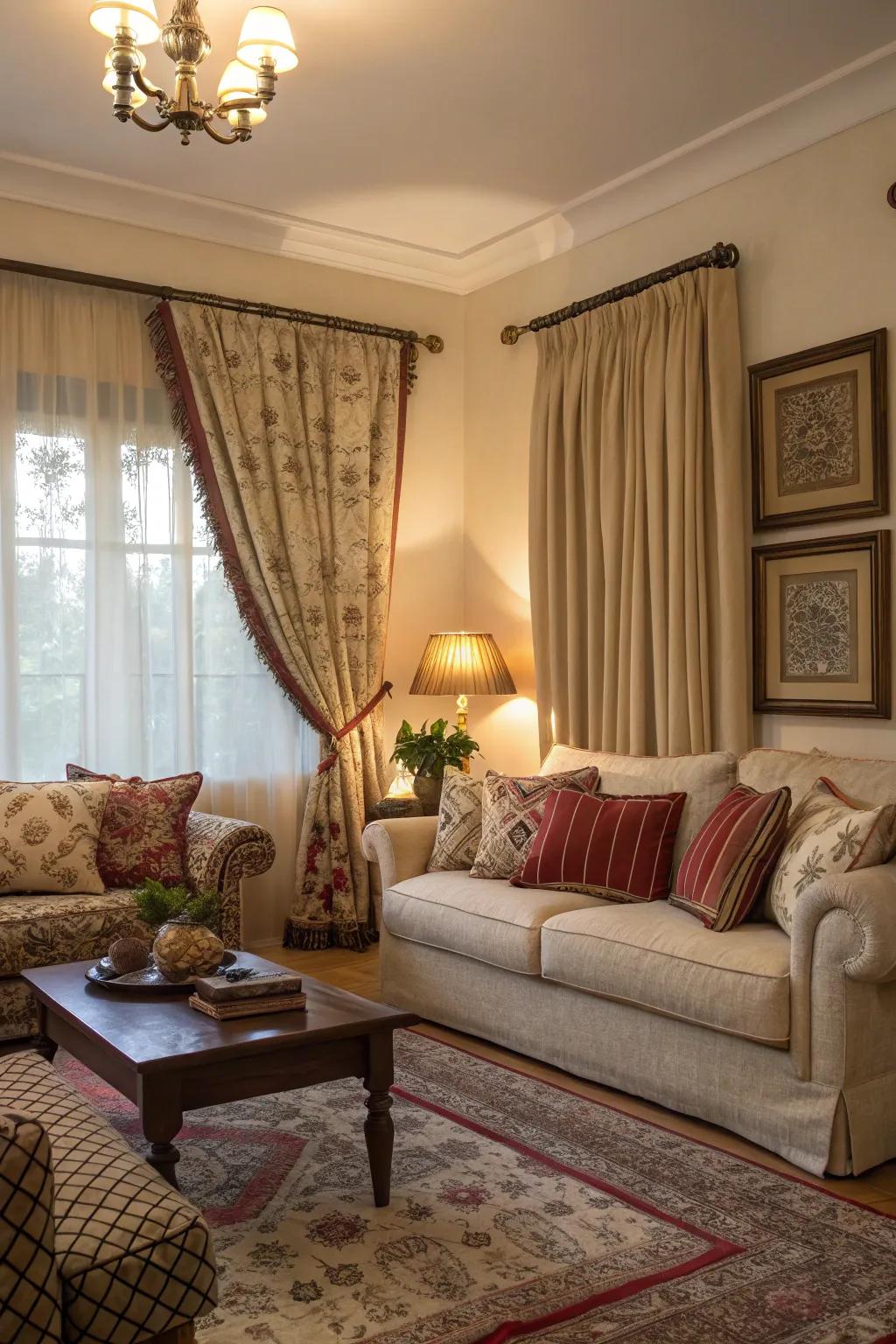 Curtains harmonizing with the room's decor