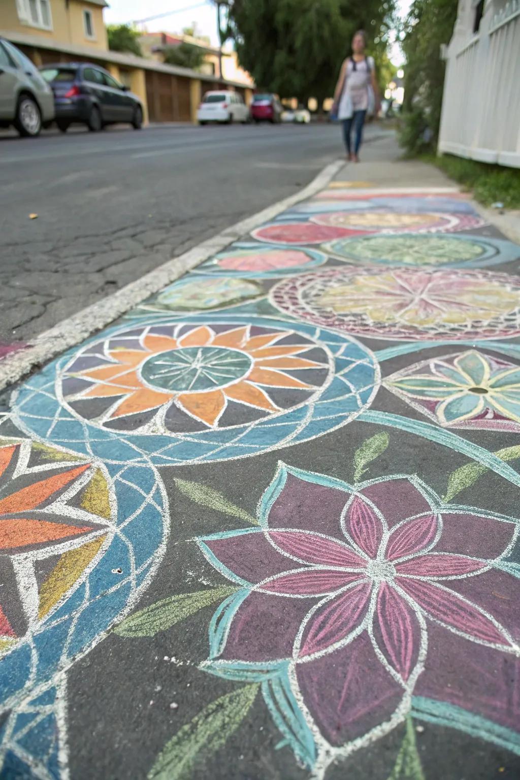 A gripping chalk tile design displaying detailed patterns and striking colors.