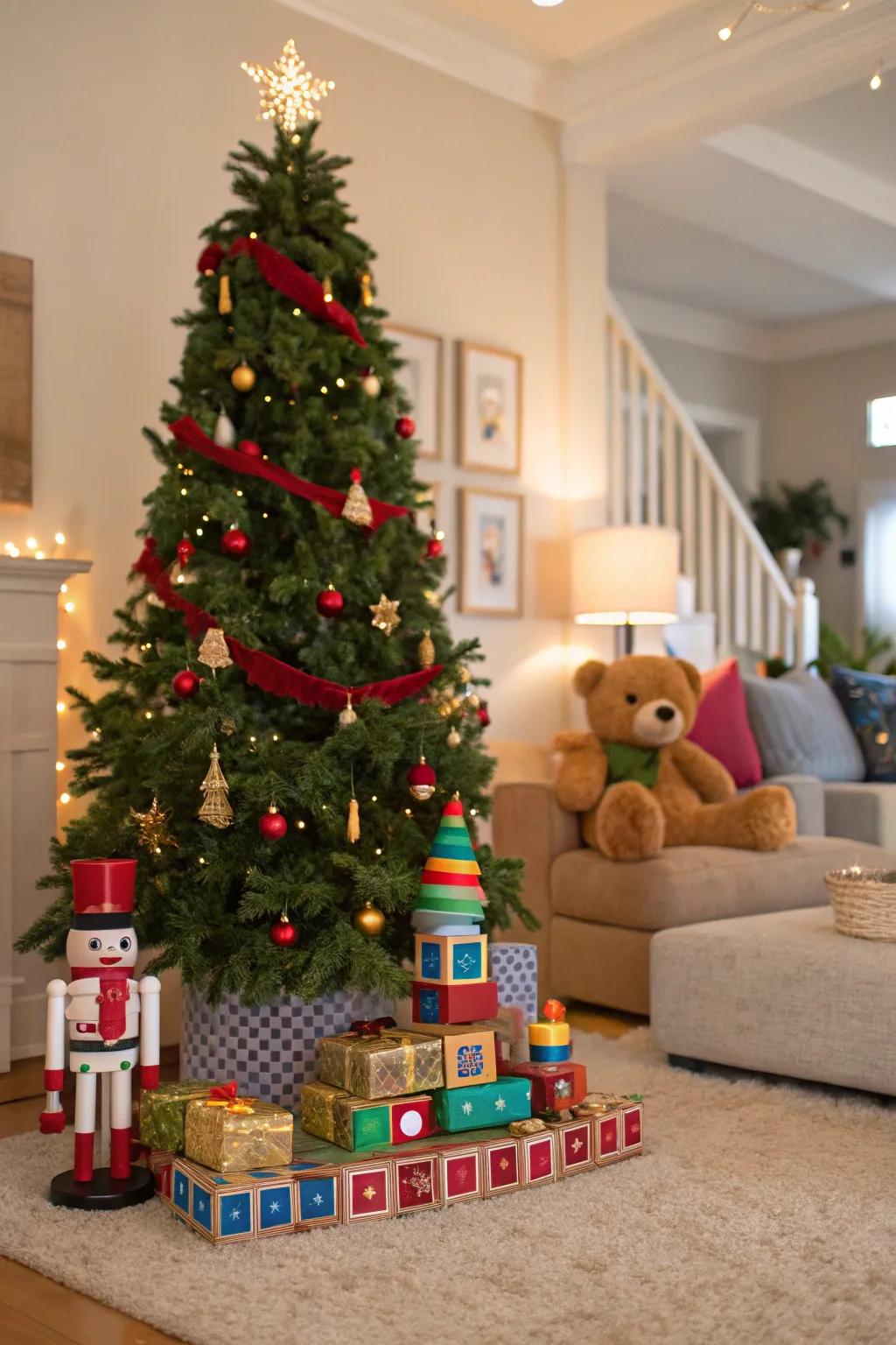 A playset-themed tree that sparks joy and wonder in all.