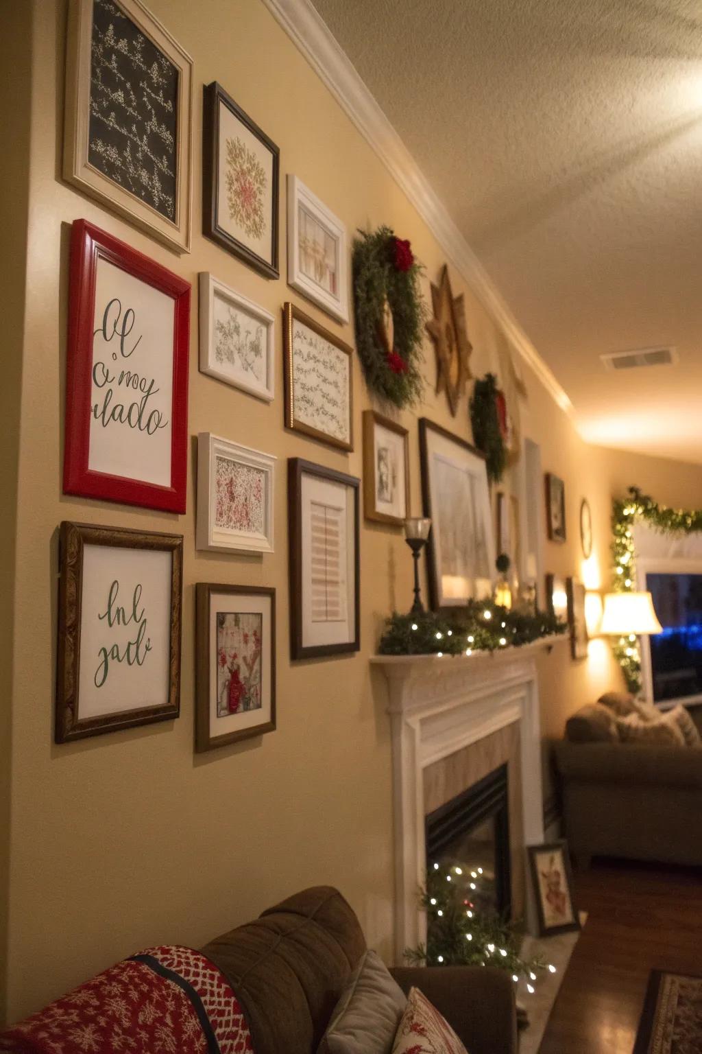 Encased holiday excerpts impart a tailored accent to the decor.