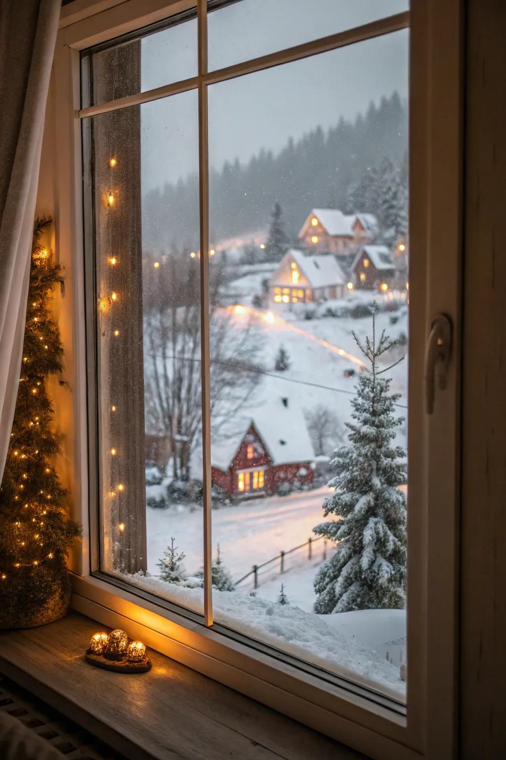 A snow-blanketed hamlets vista embodies the allure of the season.