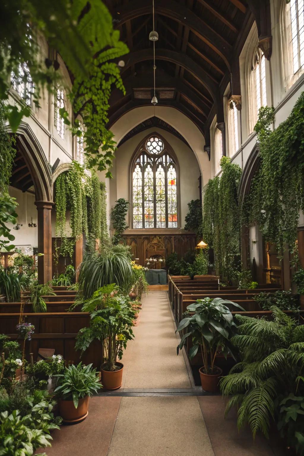 Greenery adds a revitalizing touch to the historic space.
