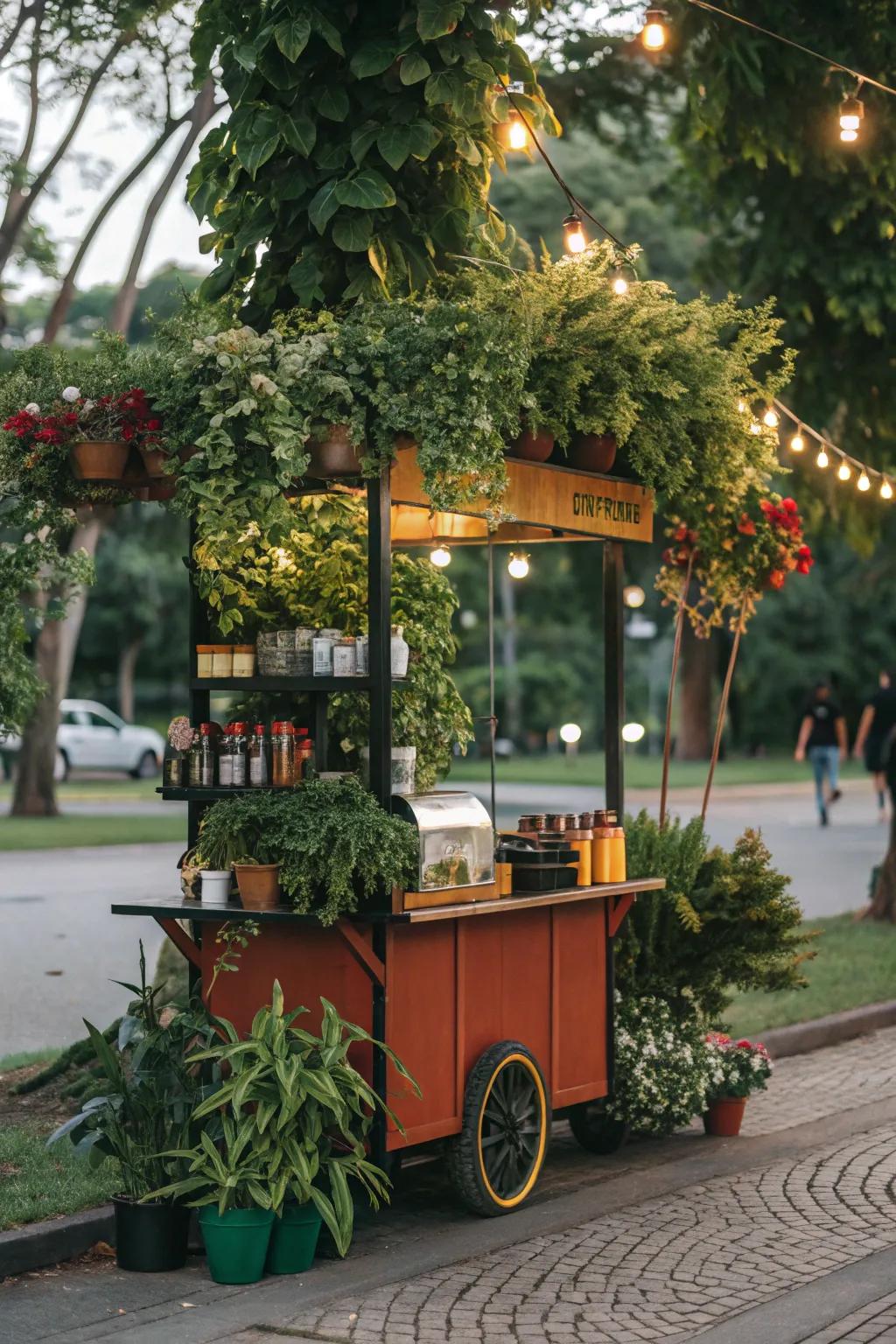Bring a breath of fresh air with plants on your coffee cart.