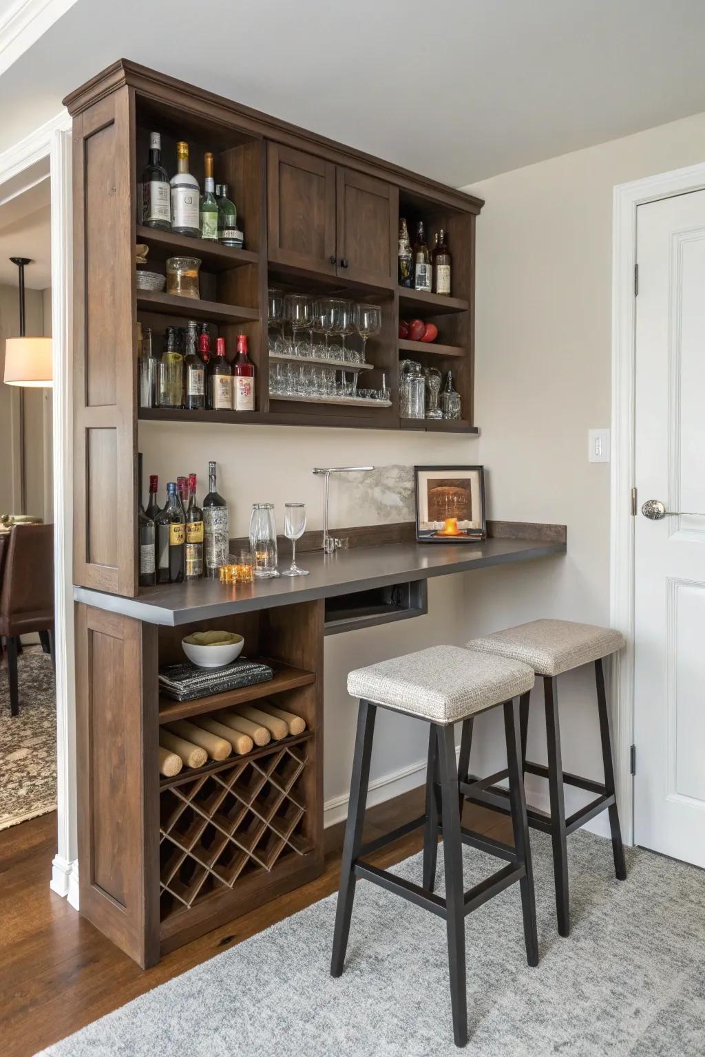 Maximize the use of your space with a compact bar design.