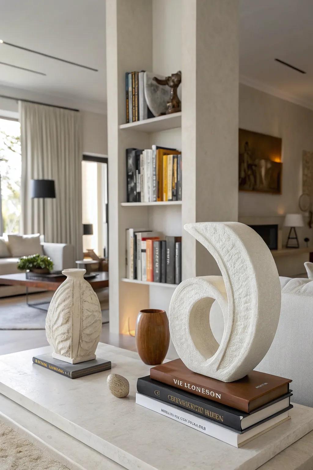 Abstract art bookends for an artistic accent
