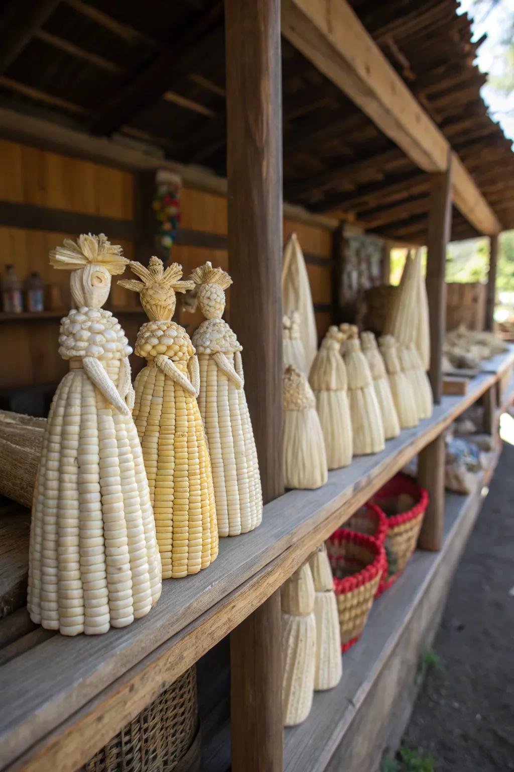 Whimsical field maize layer effigies for household delight.