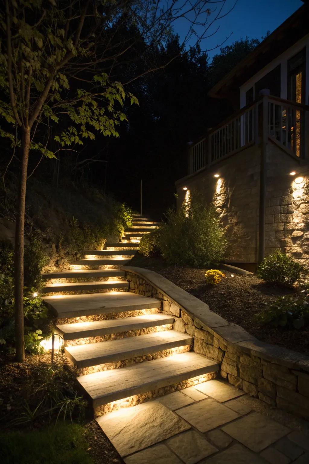 Understated step bulbs ensuring protection and design.