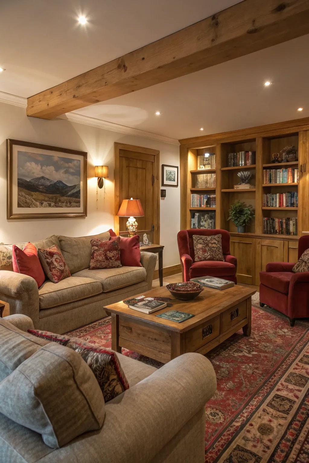 Large sofas and plush chairs make any living room more welcoming.