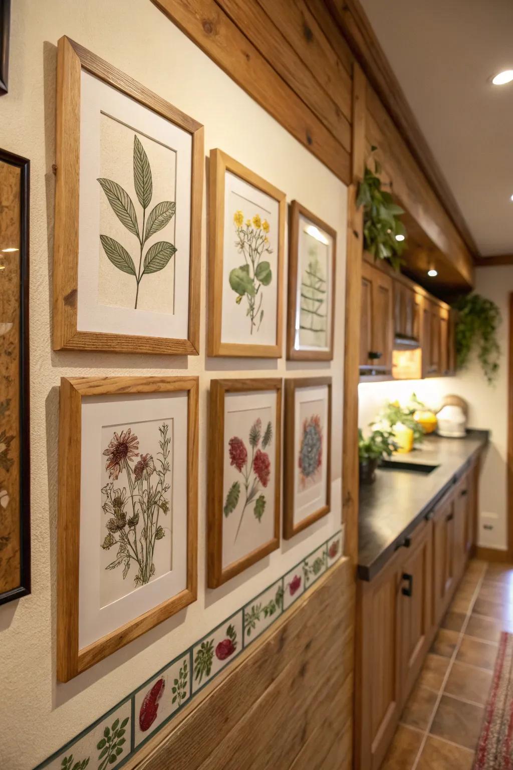 Natural materials bring a cozy, rustic sensation to picture displays.