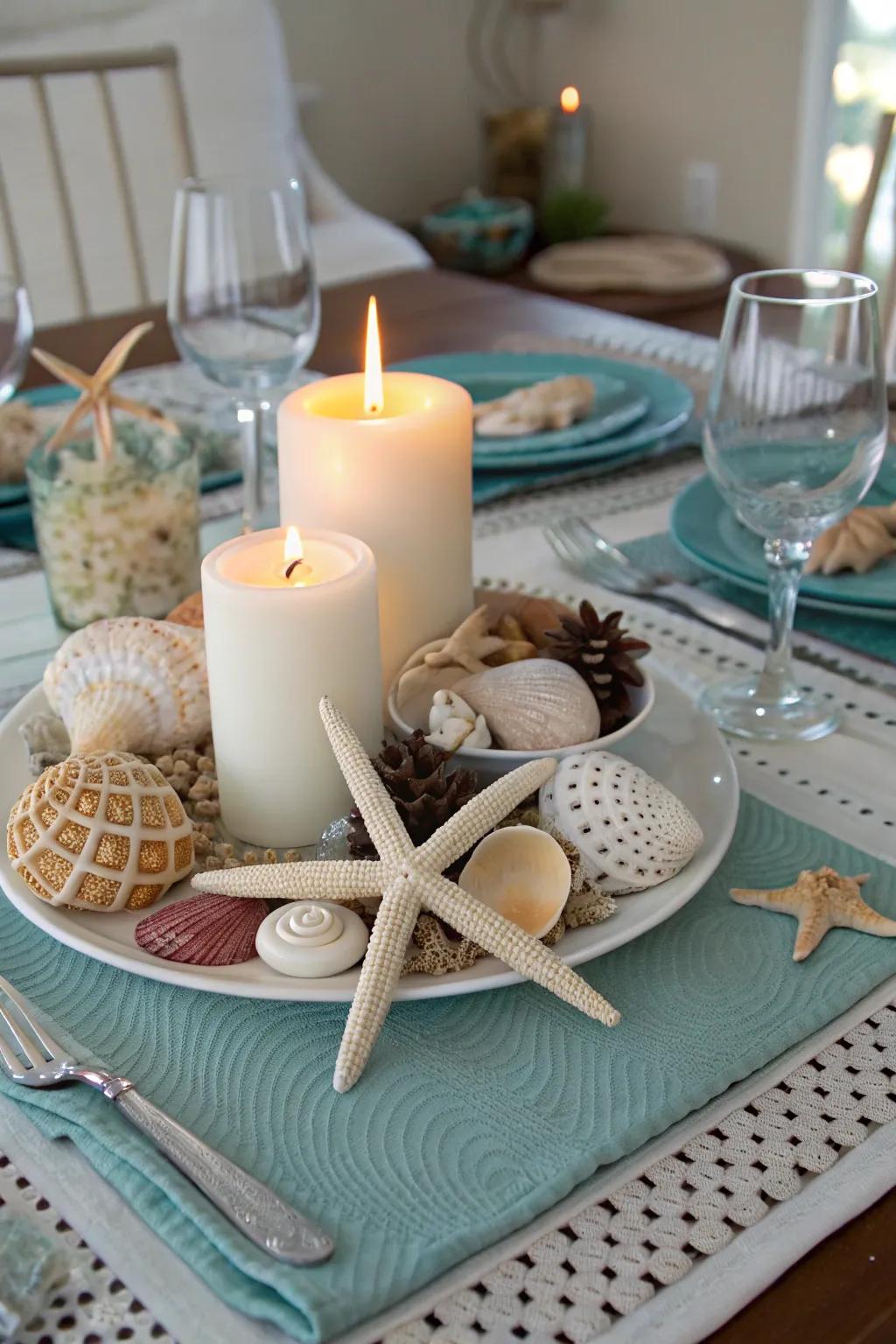 A marine centerpiece establishing a tranquil ambiance.