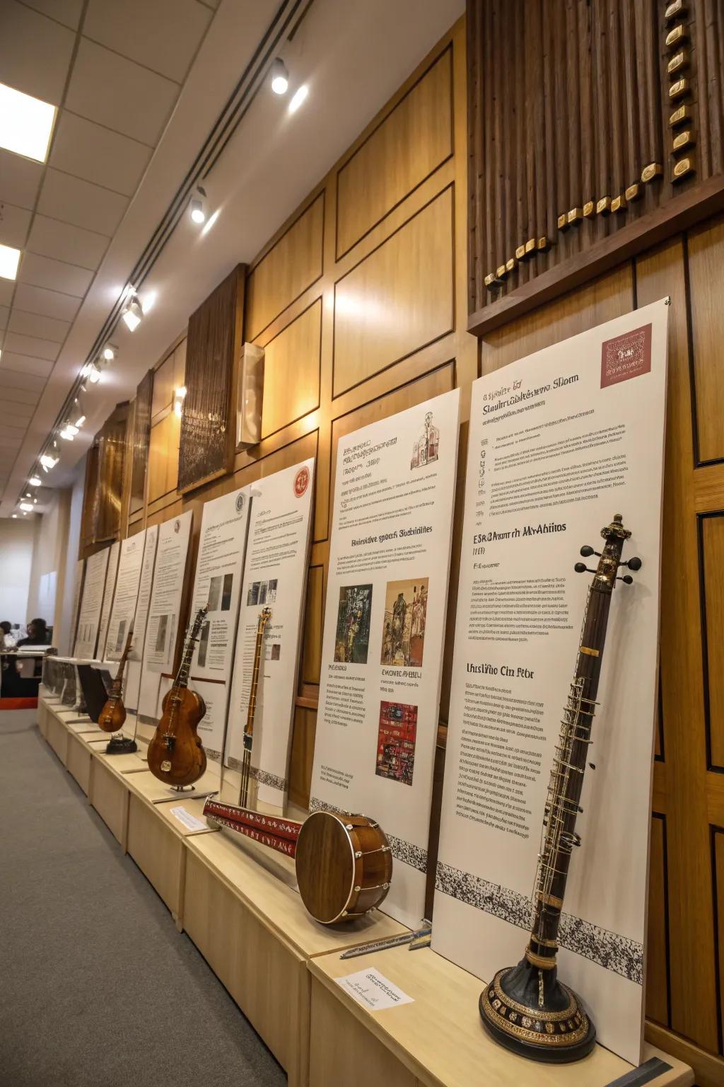 Musical instrument posters add rhythm and texture to decor.