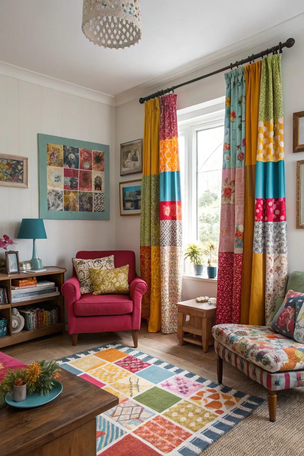 Multi-piece window coverings create a bold and personalized statement.