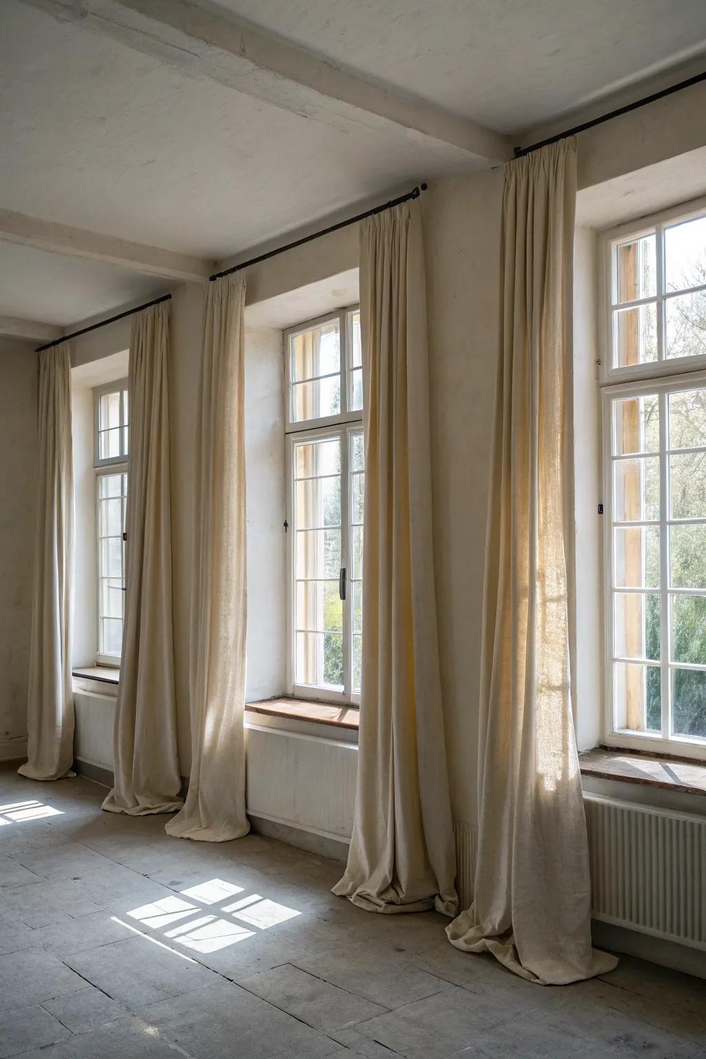 Linen curtains deliver an organic and eco-friendly vibe.