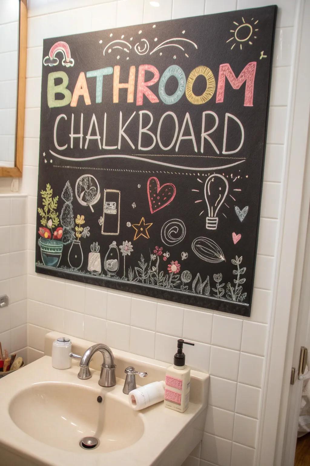 A humorous and sensible prompt board within the restroom.