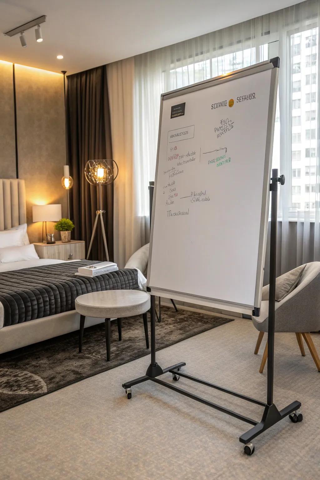 Bring warmth to your room with a fabric-covered whiteboard.