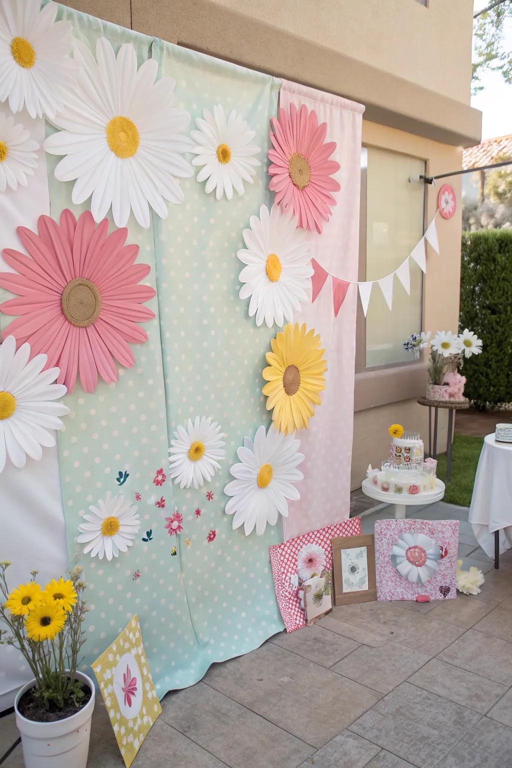 Preserve memories with an imaginative daisy backdrop.