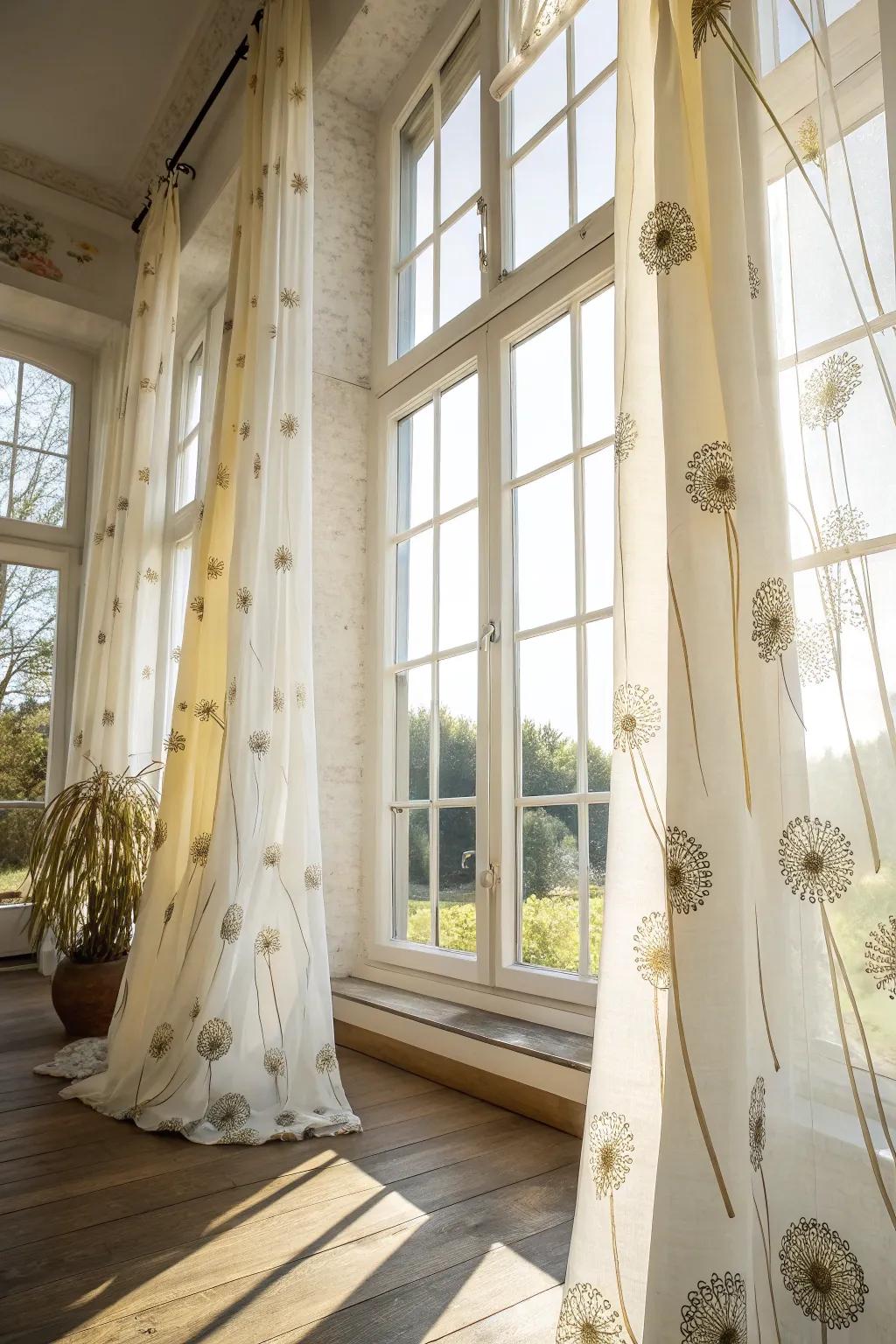 Themed window coverings introduce dandelions to your windows.