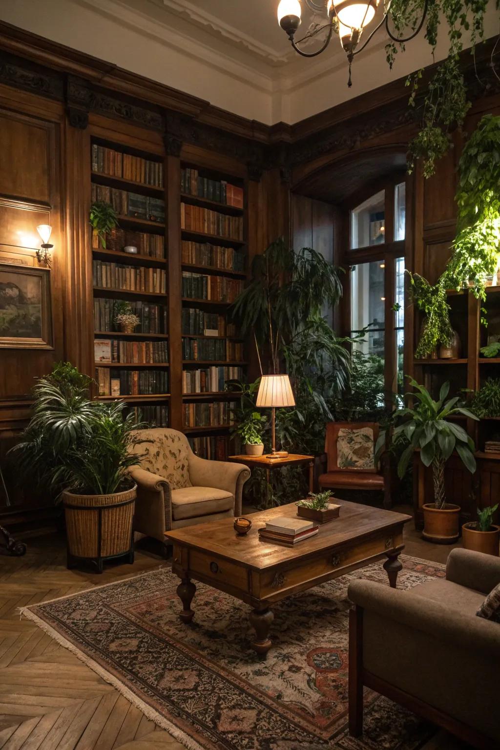 Botanical components contribute vitality and equilibrium to the decor.