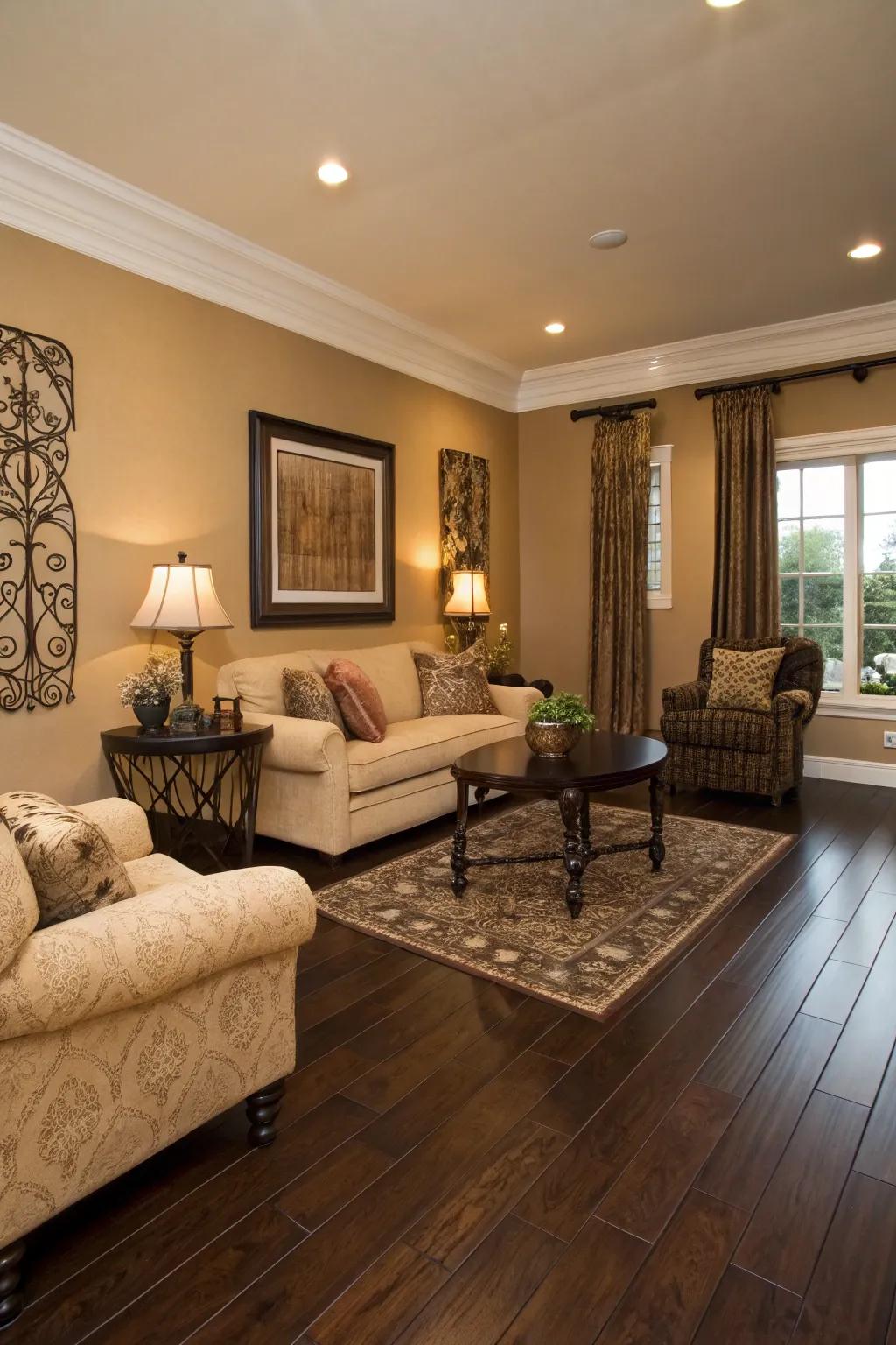 Gentle tan walls create a warm and inviting space.