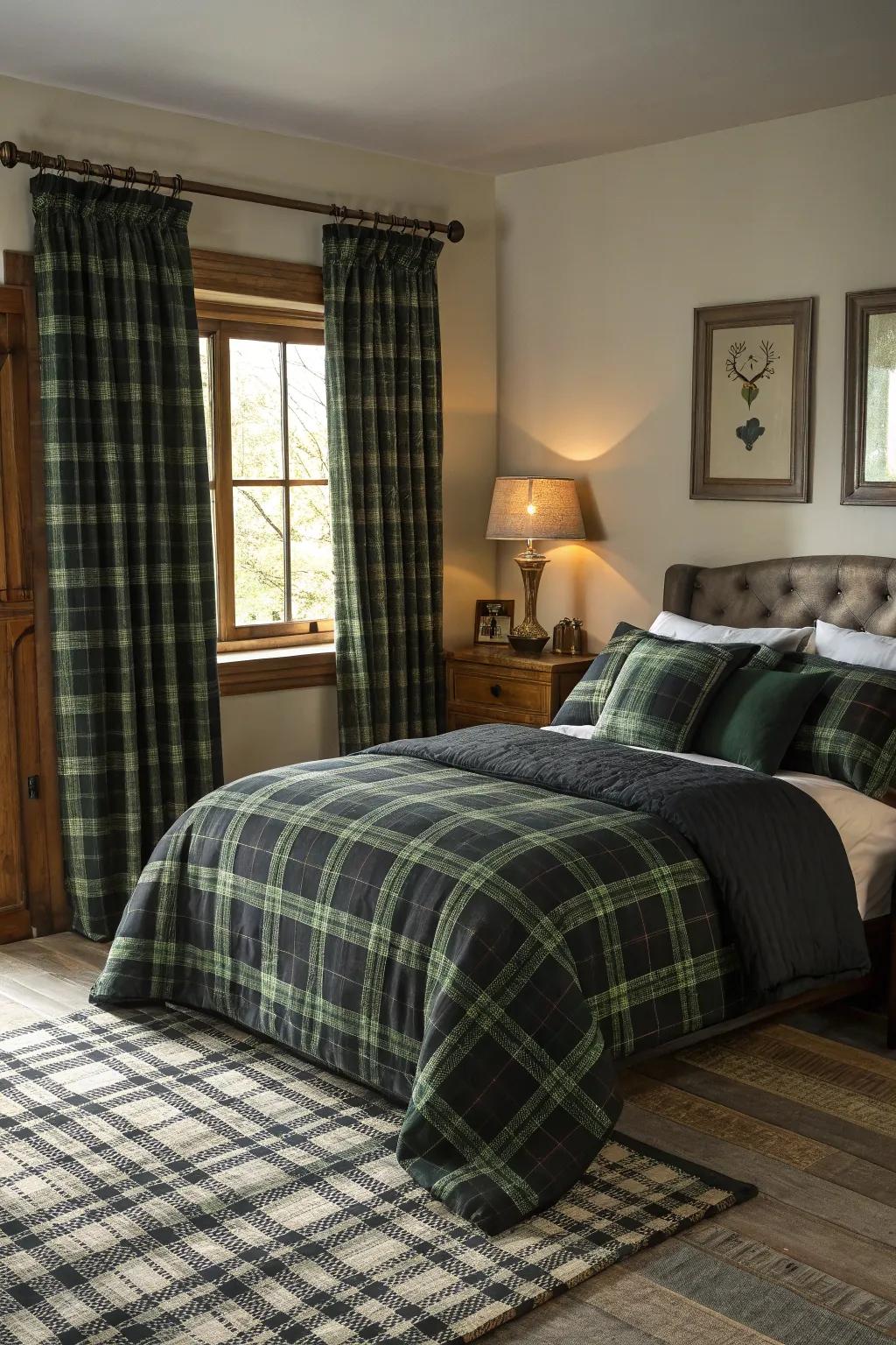 Checkered textiles bring a cozy, cabin-inspired feel.