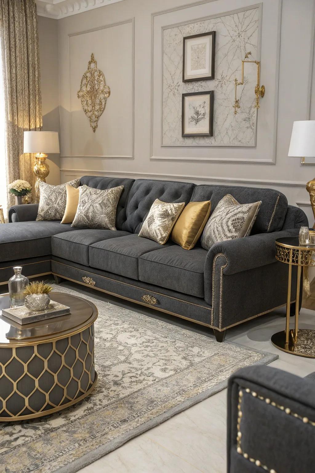 Metallic accents bring glamour and reflect light.