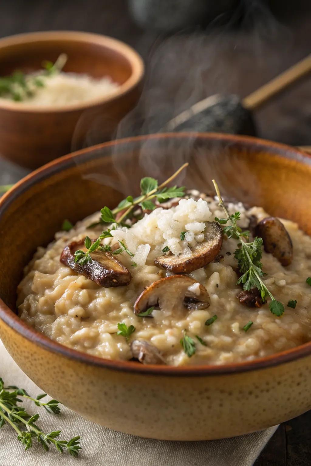 Flavorful mushroom risotto is a great way to spend a cozy December evening.