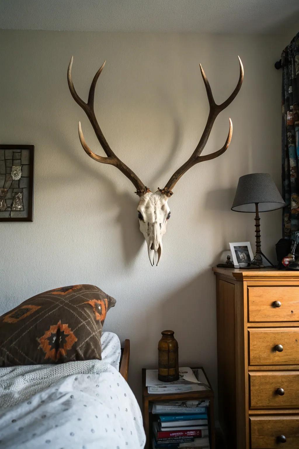 A harmonious antler setup creates a balanced and calming exhibit.