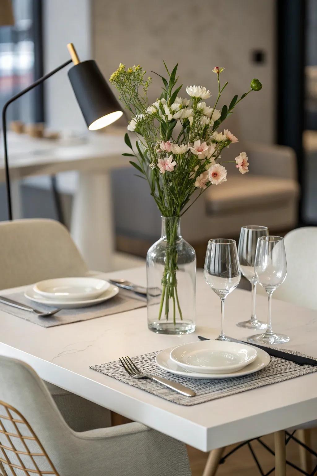 Minimalist refinement brings a sense of peace and concentration to the dining experience.