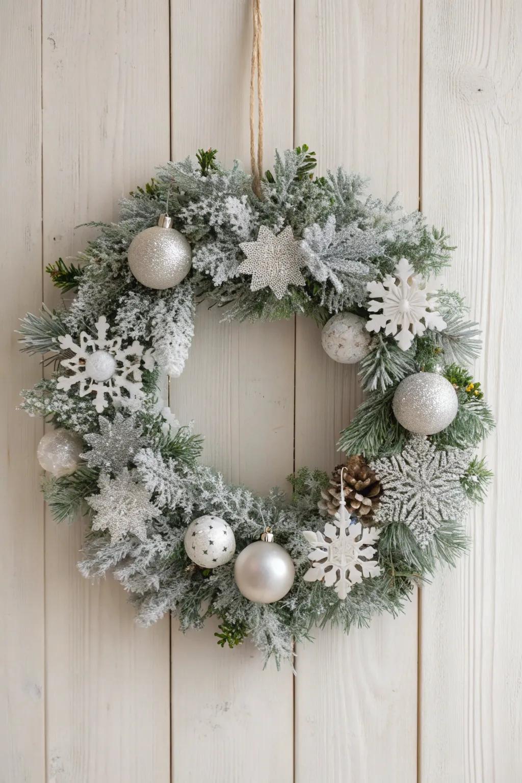 Embrace the enchantment of winter through this captivating Icy Spectacle wreath!