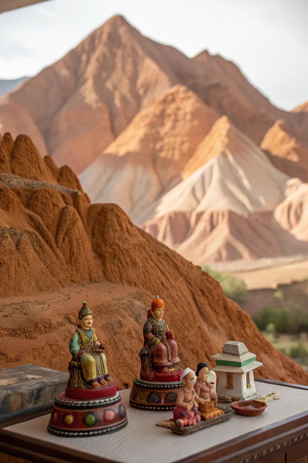 Striking clay mountain ranges augment profundity to the Golu vista.