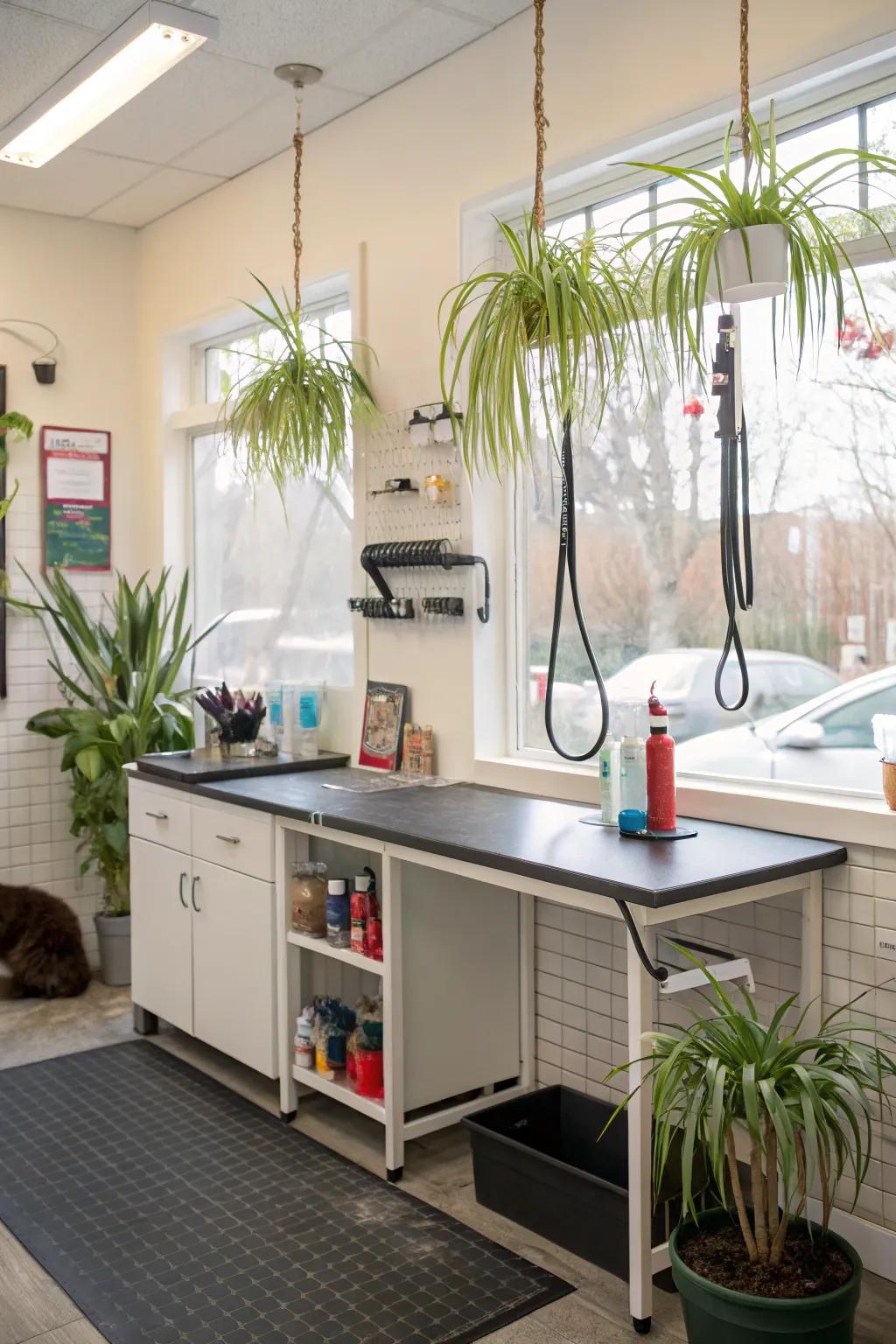 Pet-protected greenery for a refreshing and vibrant salon.