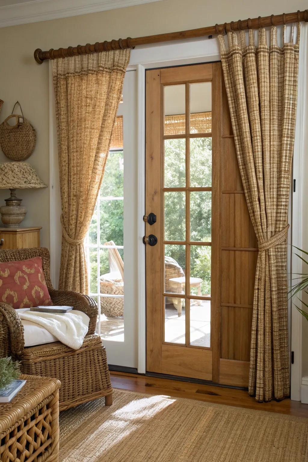 Invite nature indoors with woven wood drapery.