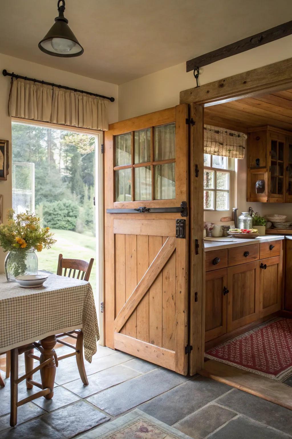 Dutch doors offer style and usefulness in compact spaces.