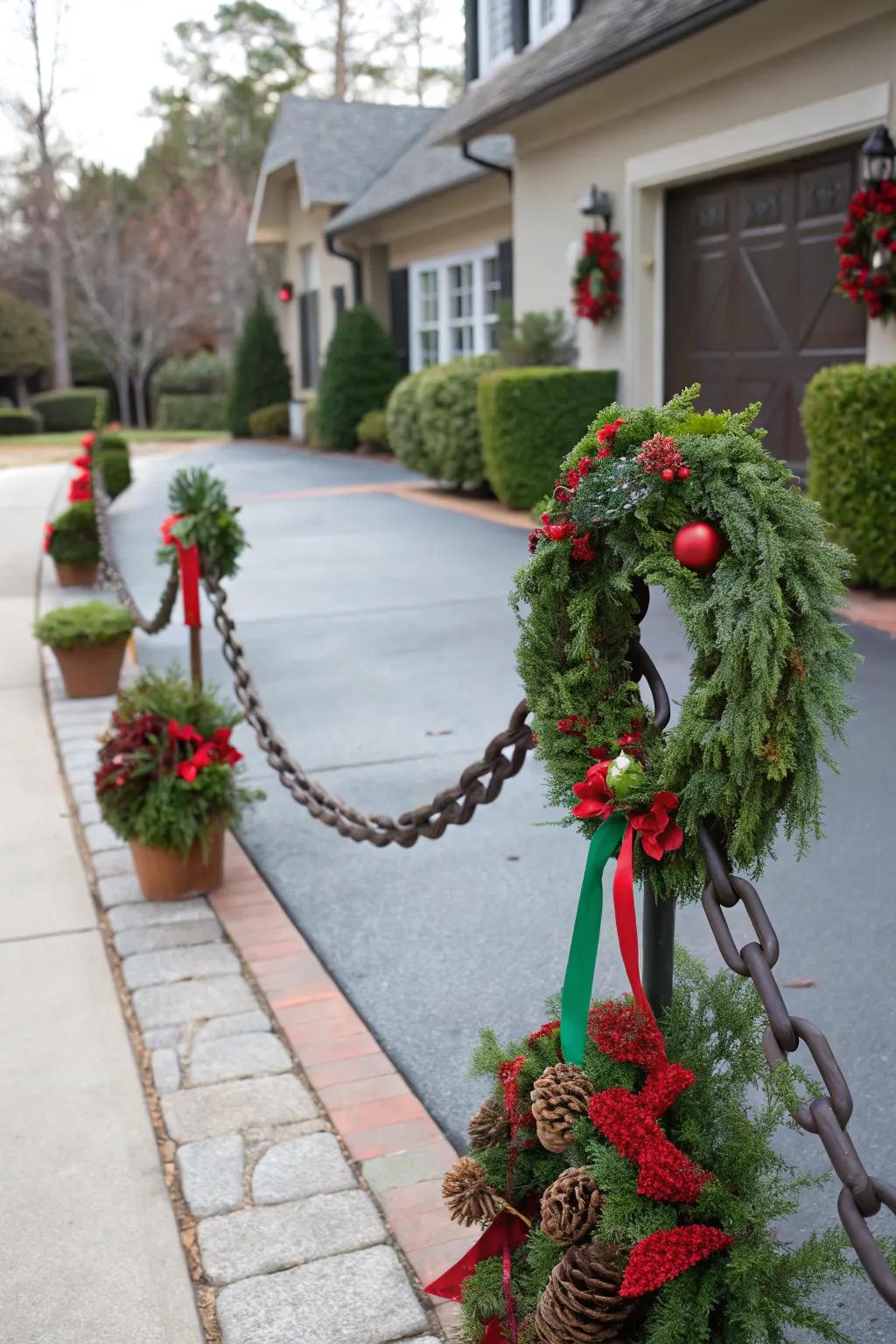 Seasonal decorations spreading festive cheer to your driveway.