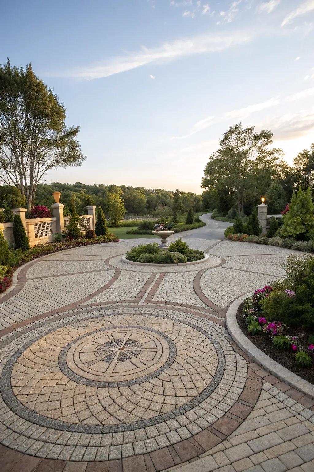 An impressive circular driveway that blends sophistication with functionality.