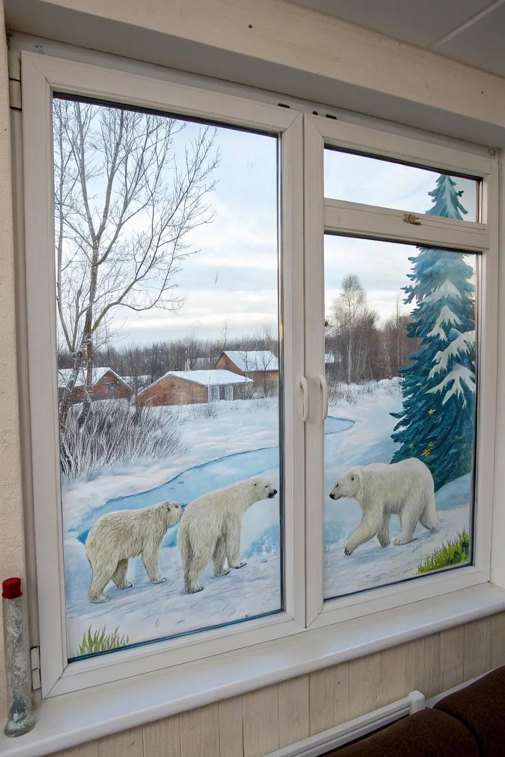 Polar bears contributing joy and playfulness to the winter scene