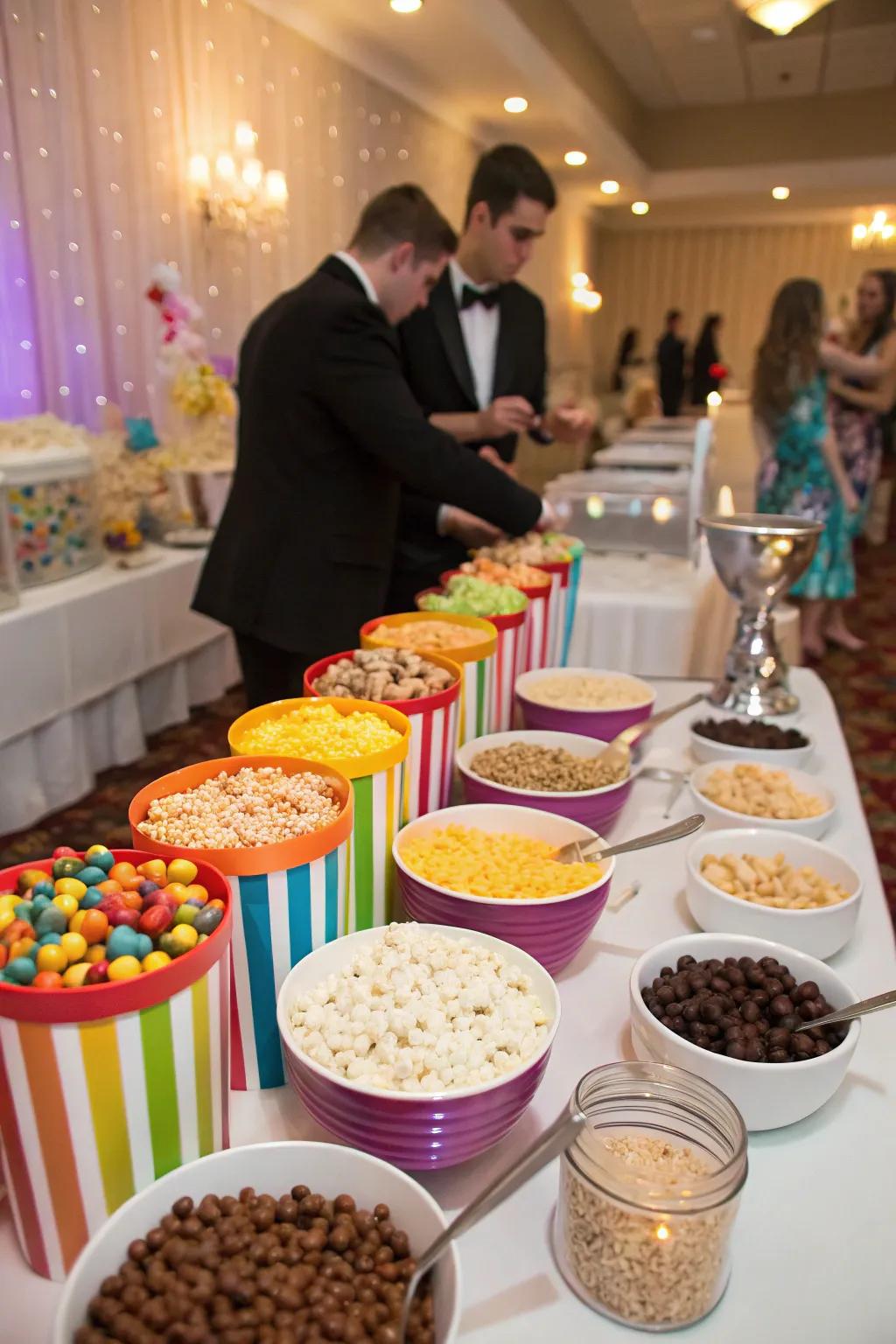 An interactive add-in section, providing attendees an opportunity to personalize their popcorn with various treats.