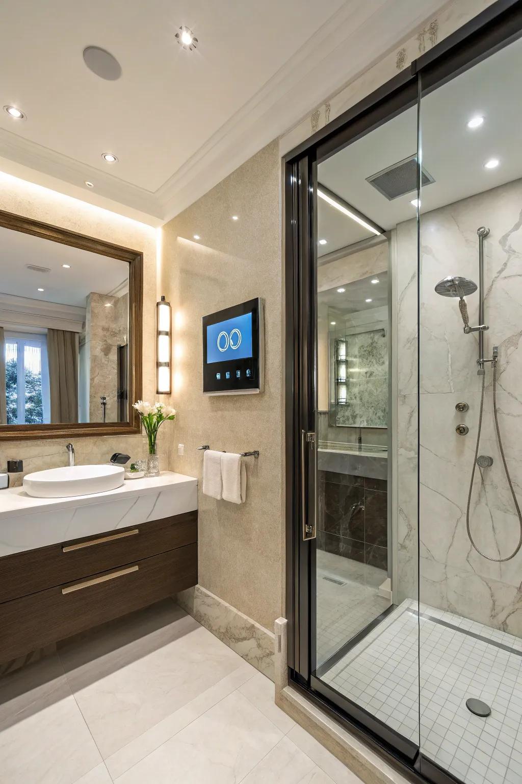 Automated systems add ease and contemporary luxury to attached bathrooms.