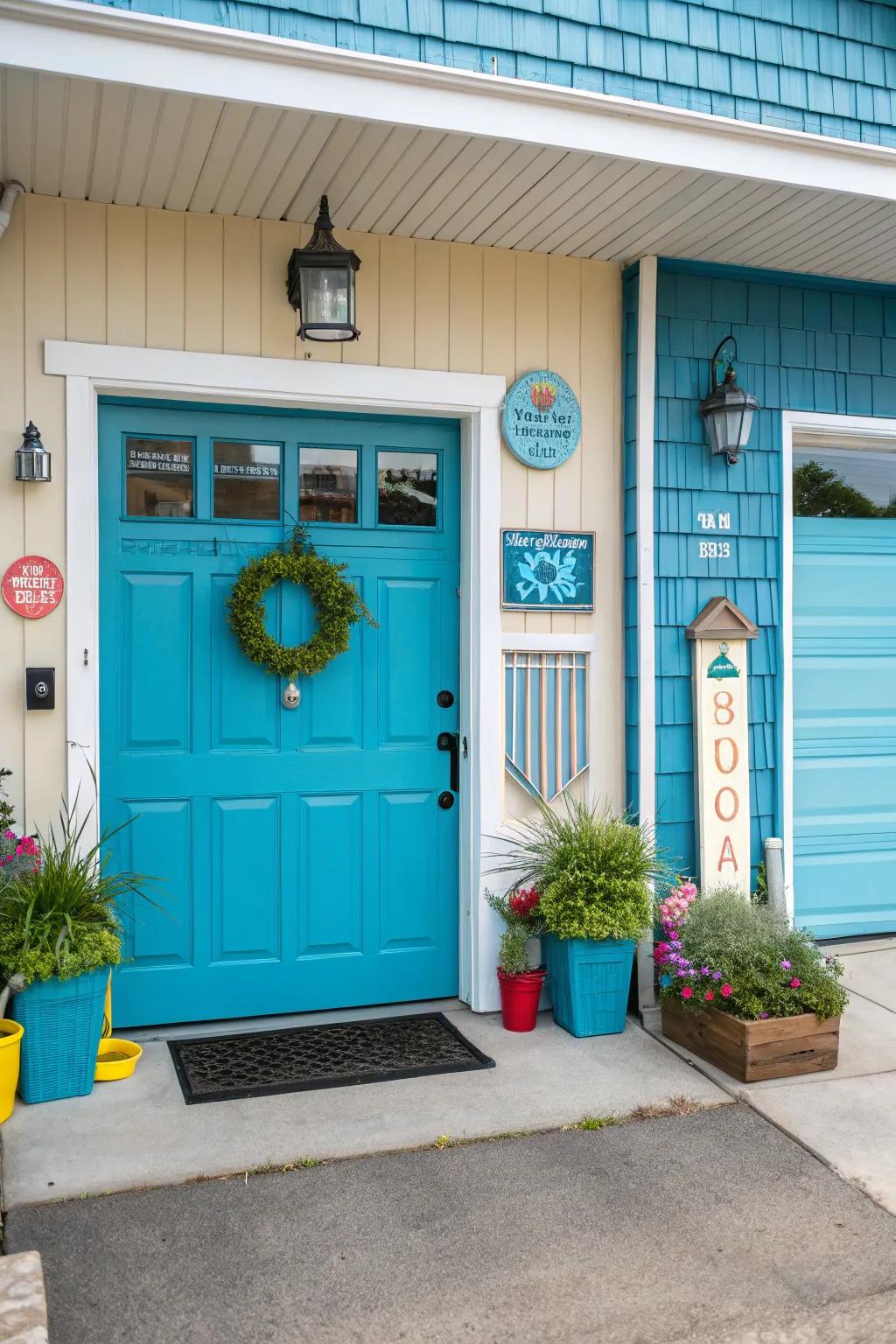 A vibrant door makes a strong statement.