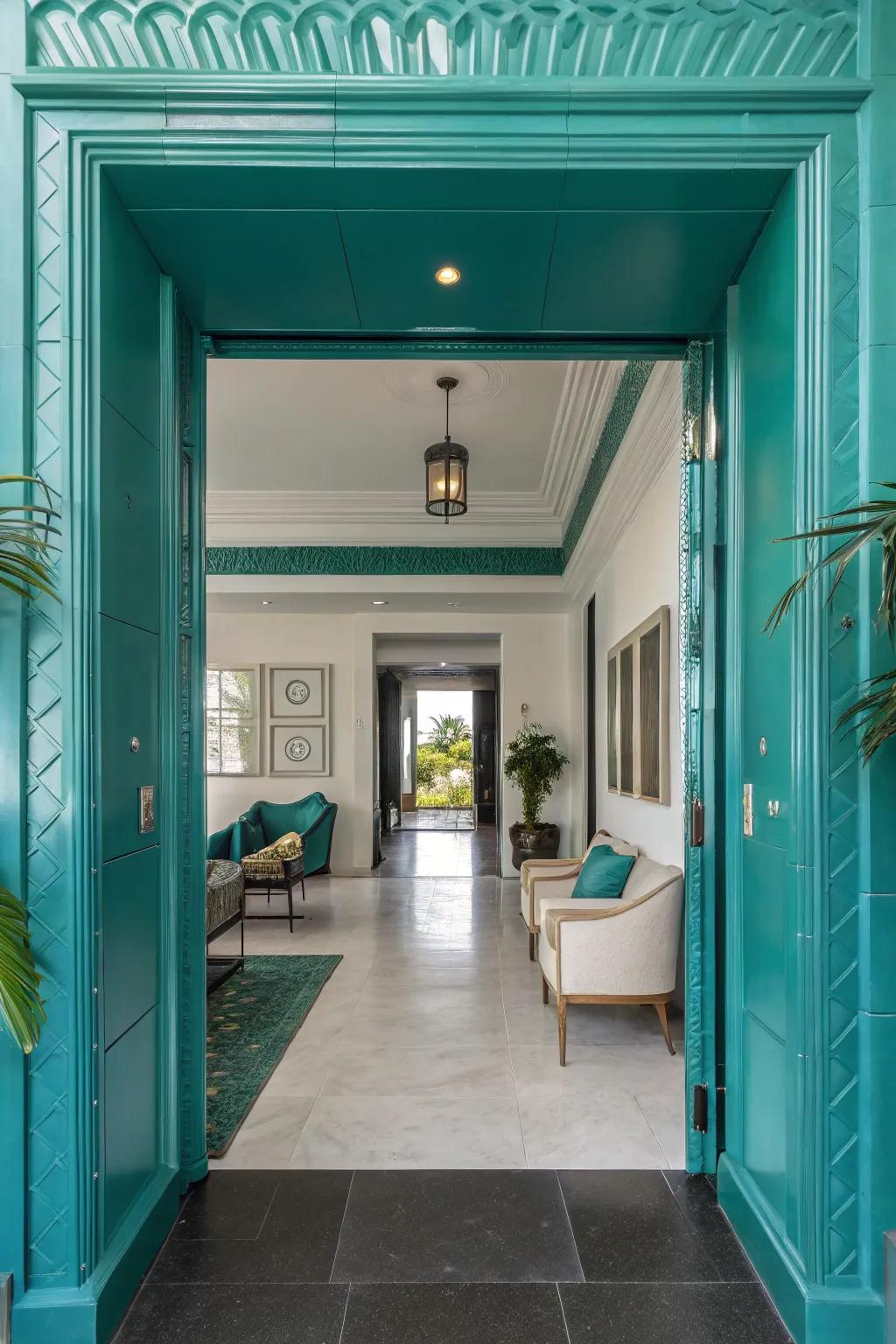Add a mysterious edge using deep aqua hues.