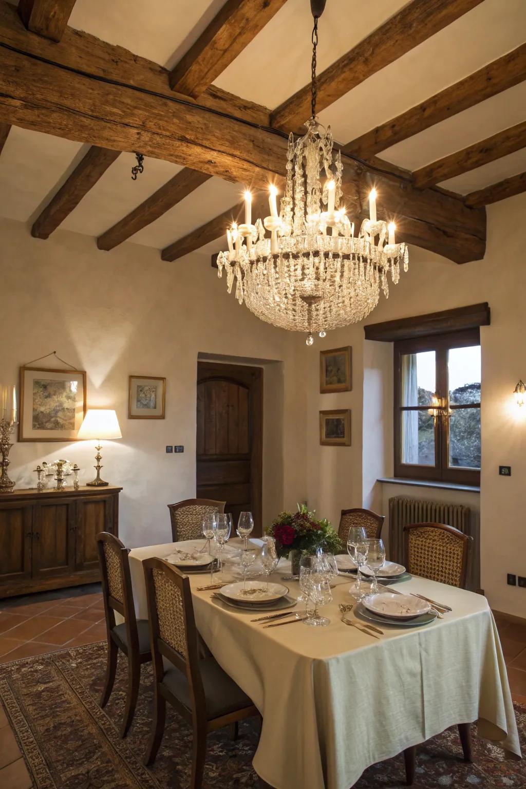 Sophisticated quartz suspension light for a sparkling dining experience.