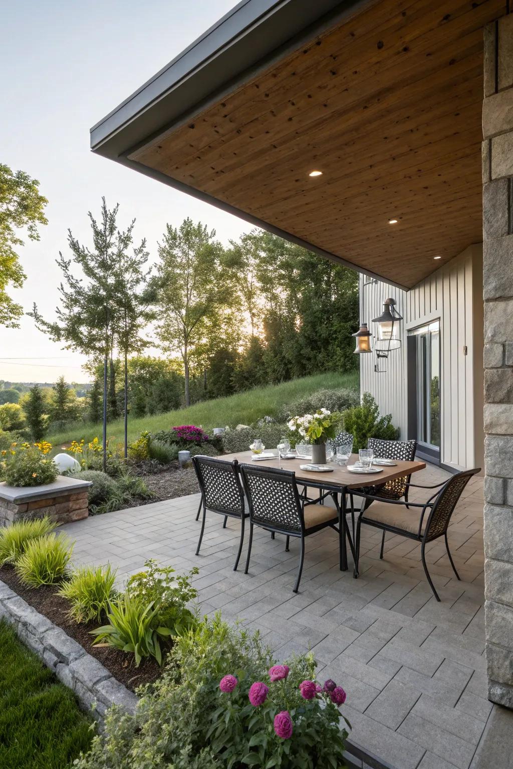 An inviting outdoor dining area set for open-air meals.