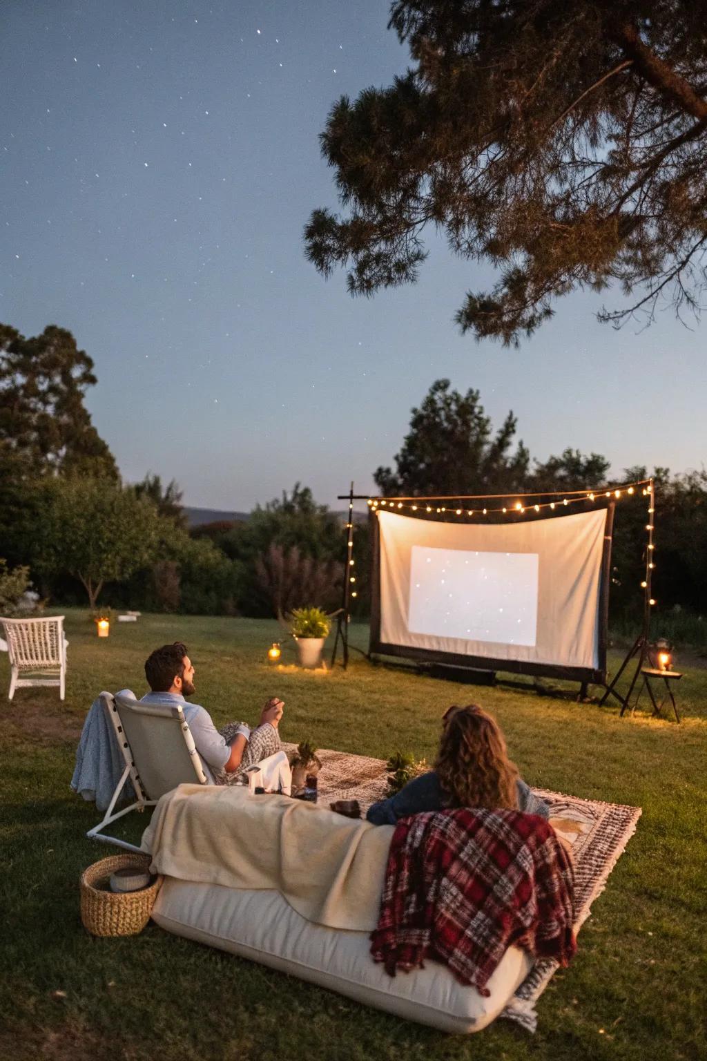 A snug exterior cinematic evening under the autumn sky