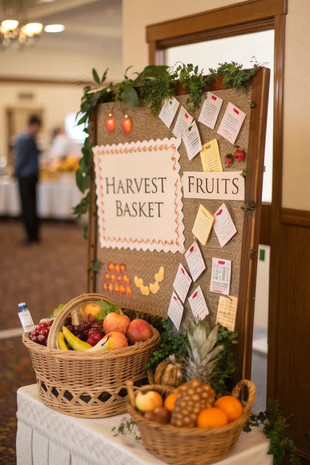 A harvest-themed bulletin board showcasing book suggestions.